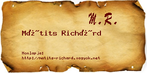 Mátits Richárd névjegykártya